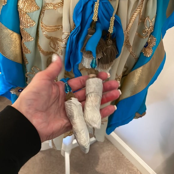 COPY - Shahida Parides Bloom Town Hi-Low Embellished Caftan NWTs. Teal Blue and… - Picture 8 of 12